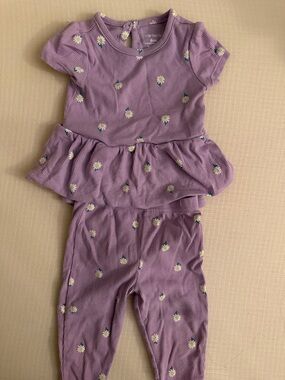 Carter's Purple Daisy Peplum Top & Leggings Set